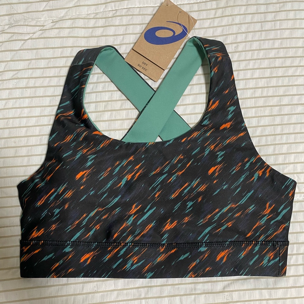 Asics Women’s PR Lyte Sports Bra Black/Green/Orange Small/ Medium *Brand New!*